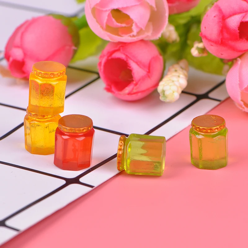 

5Pcs/lot 1:12 scale Jam Bottle Silicone Mold Dollhouse Cake Decoration Fondant Resin Jewelry Making Cabochon Clay