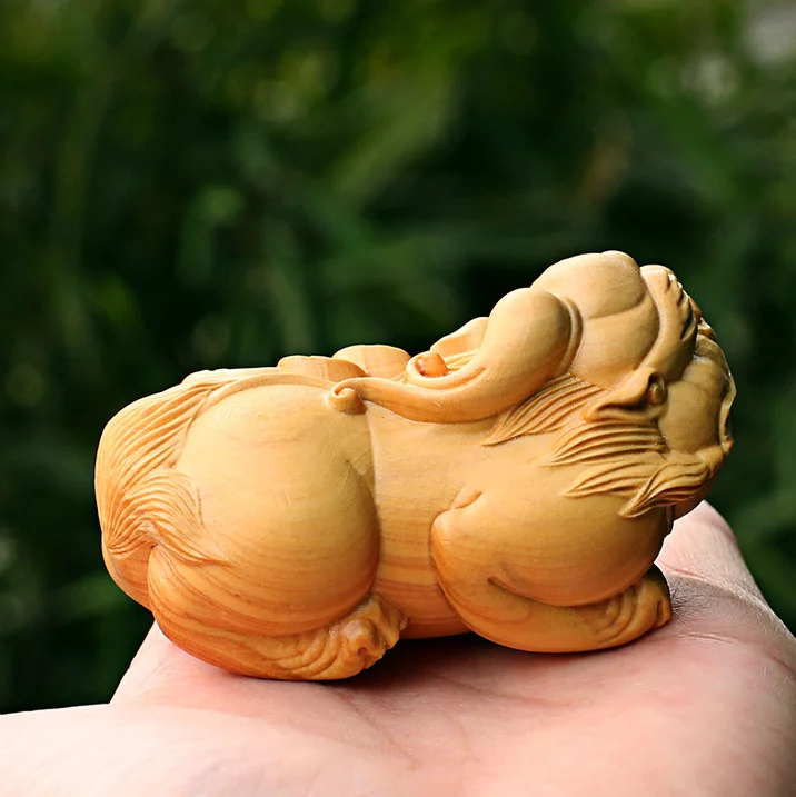 75 мм китайская коробка дерево ручной работы Pixiu Pi Xiu Rui чудовище монета богатства