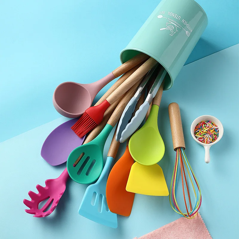 

12PCS Silicone Kitchenware Set Colorful Kitchen Tools Non-Stick Cooking Utensils Baking Tools Kitchen Accessories Cooking