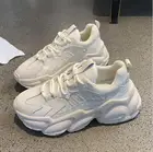 Кроссовки женские сетчатые, белые, на платформе, дышащие, для осени, 2021