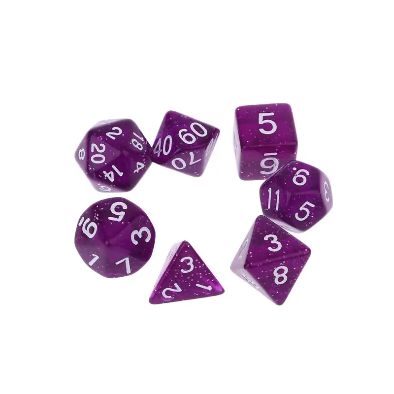 

New 7pcs Sided Dice D4 D6 D8 D10 D12 D20 Dungeons & Dragon D&D RPG Poly Table Board Game Set