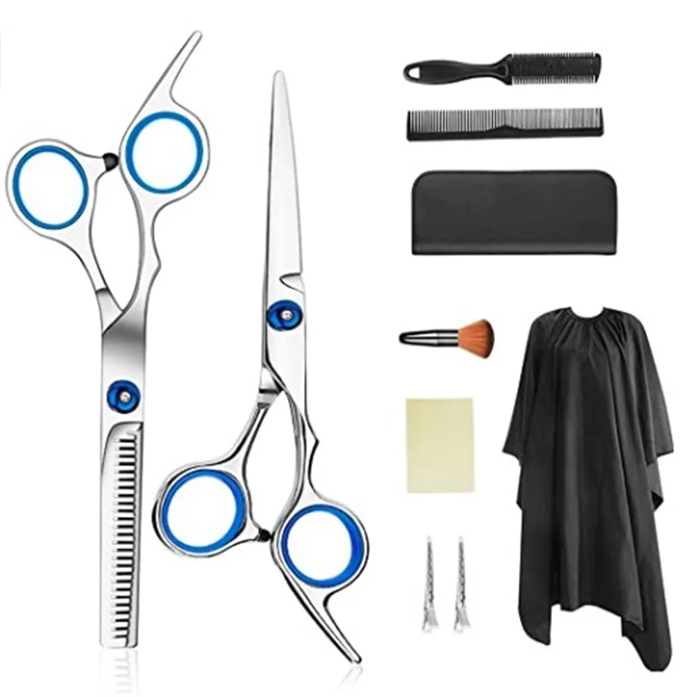 

10Pcs/set Professional Salon Barber Hair Cutting Scissors Set Shears Hairdressing Scissors Thinning Scissors Hair Clips Comb
