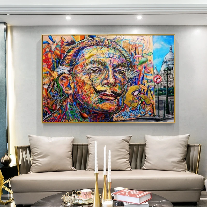 Абстрактная портретная картина Сальвадора Дали маслом на холсте искусственная