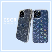 transparent case for iphone 13 11 12 pro max mini xr xs laser with hearts cover holographic flower cases for iphone 11 7 8 plus