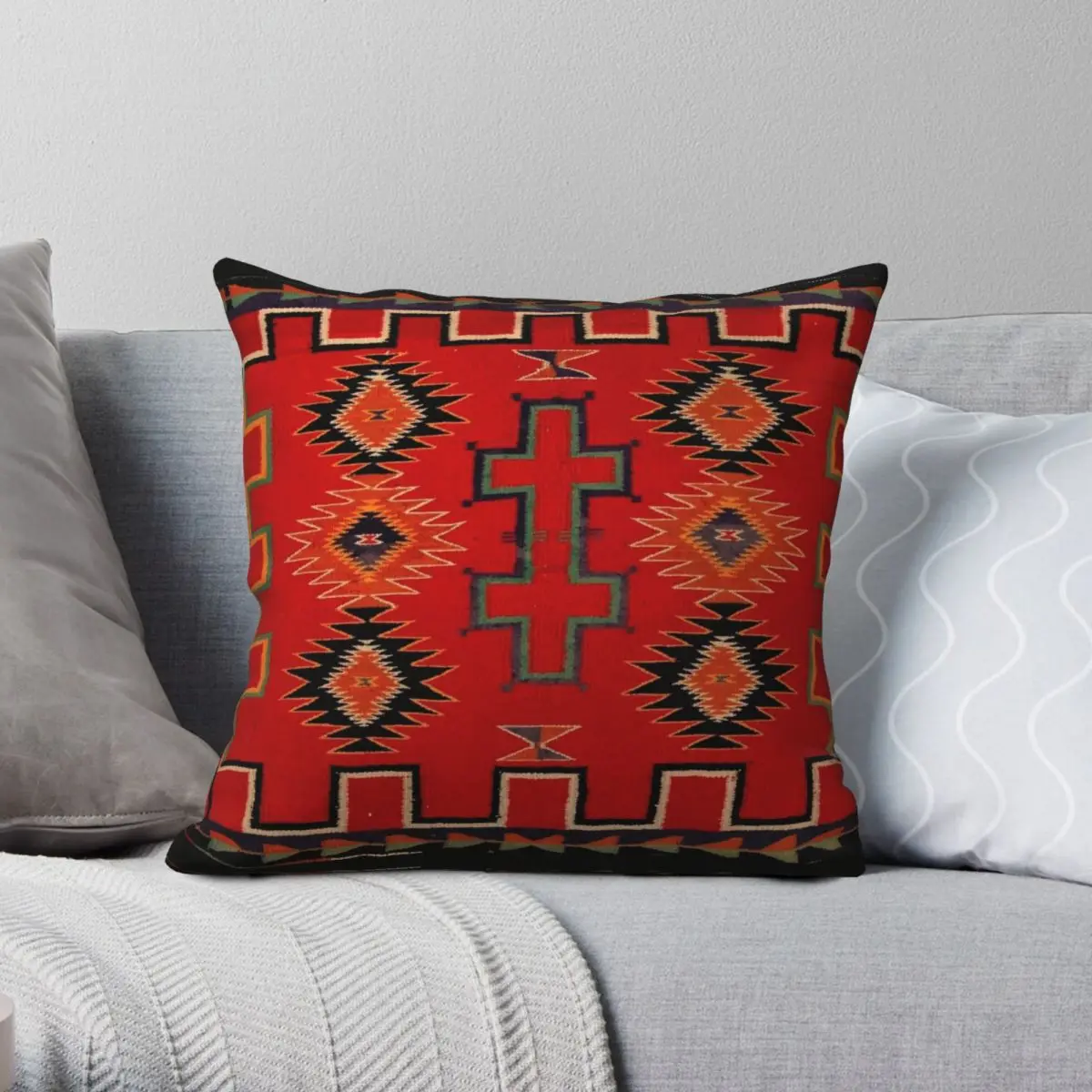 

1890 NAVAJO SADDLE BLANKET Square Pillowcase Polyester Linen Velvet Printed Zip Decor Pillow Case Room Cushion Cover