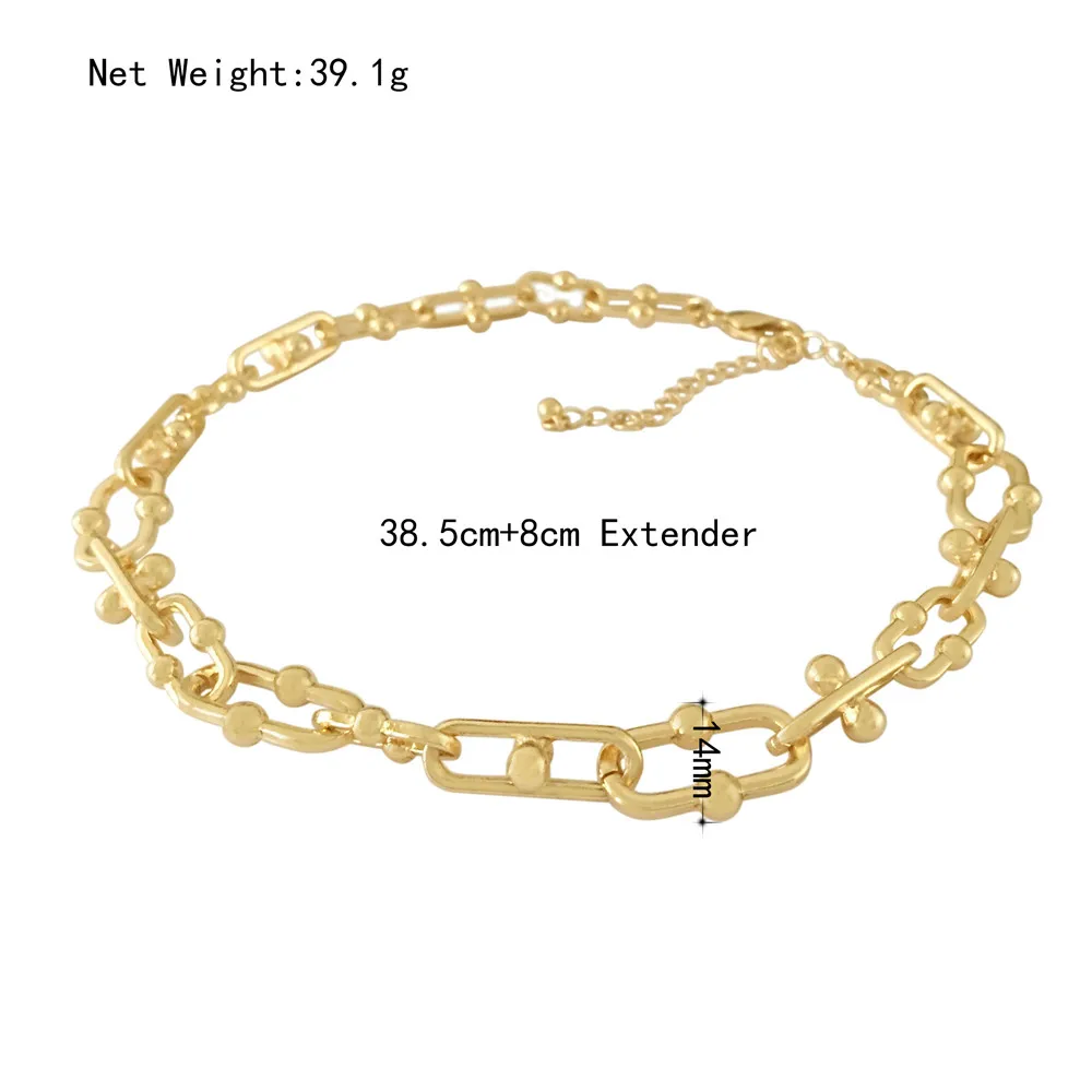 

Punk Choker Necklace Collar Statement Hip Hop Big Chunky Aluminum Gold Sliver Color Thick Chain Necklace Women Jewelry