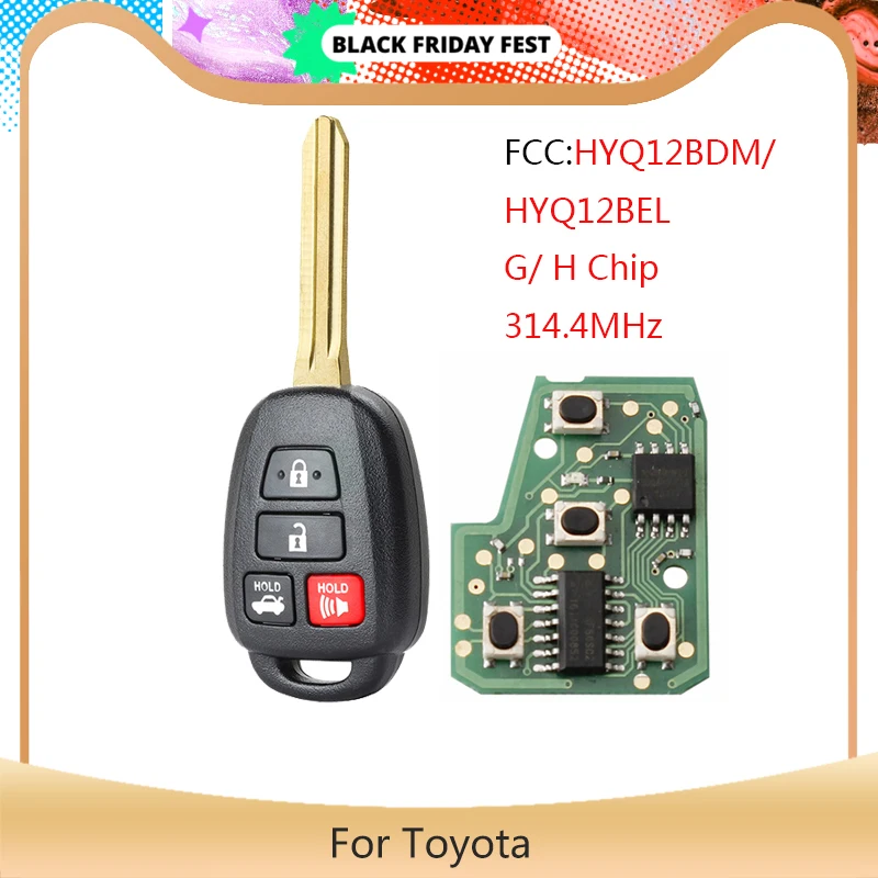 YLKGTTER 314 4 Мгц дистанционный ключ для Toyota Camry Corolla 2012 2017 G/ H чип HYQ12BDM/HYQ12BEL