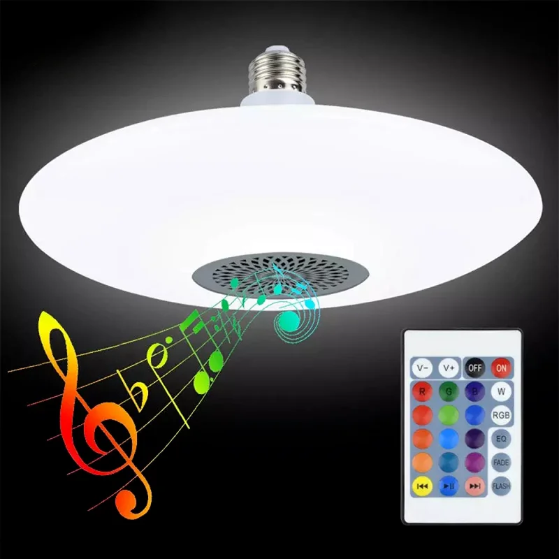 Умная лампа в виде НЛО музыкальная Беспроводная с Bluetooth-динамиком E27 RGB + белая