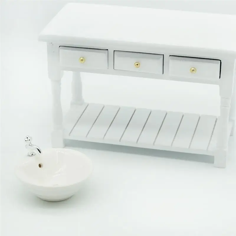 1:12 Кукольный домик раковина для ванной комнаты со стиральным столом миниатюрная