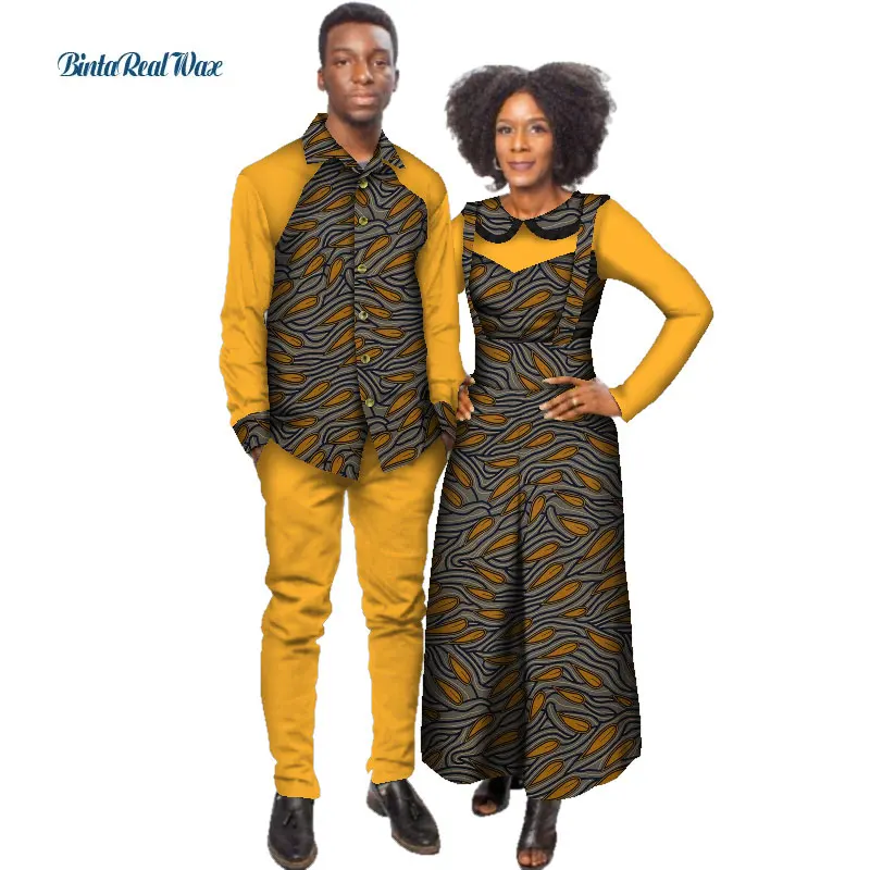 Комбинезон с Африканским принтом и рубашкой для женщин базин богатый Мужской