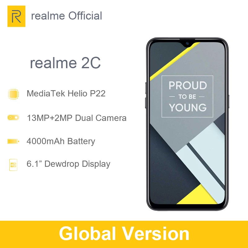 Global Version realme C2 3GB 32GB Mobile Phone Helio P22 Octa Core 6.1&quot Full Screen 4000mAh Battery Android 9 oppo Smartphone |