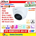 Оригинальная IP-камера Dahua, 4 МП, POE, встроенный микрофон, ИК, 30 м, со слотом для SD-карты, камера наблюдения с глазным яблоком, IP67