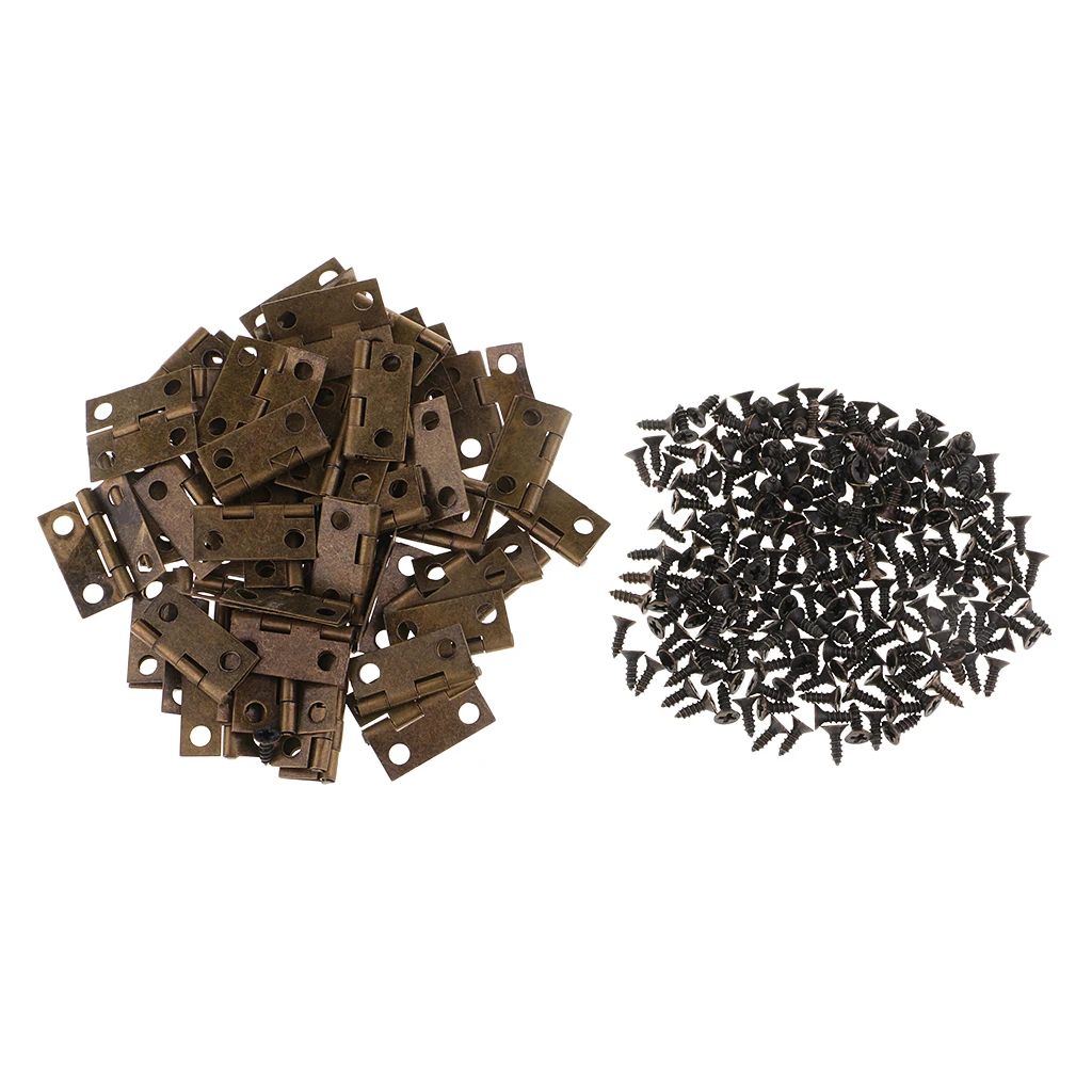 

50pcs Mini Hinges Jewelry Box Tiny Miniature Furniture Cabinet Hinge 0.7x0.6inch