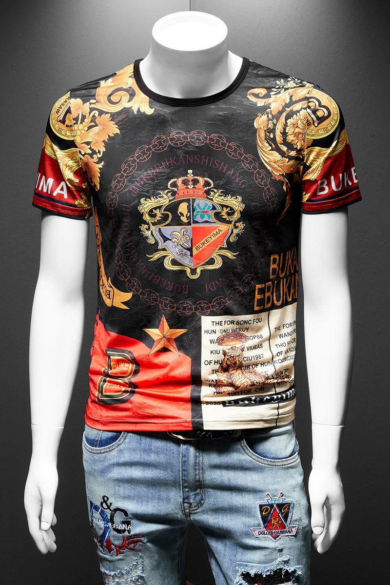 

Luxury 3D Casual T-Shirt Men Short Sleeve Round Neck Streetwear Tshirt Ice Silk Breathable Tee Tops Men Clothes Big Size 7XL