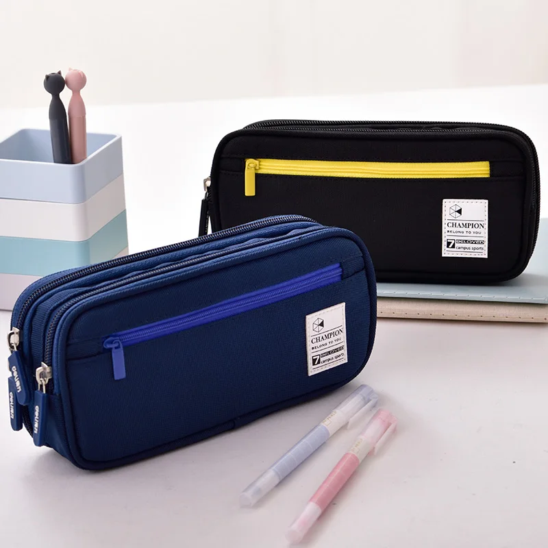 

Creative Zipper Pencil Case Twill Canvas Large Pen Box Kawaii Pencil Bag For Student Girl Cute School Stationery Supplies