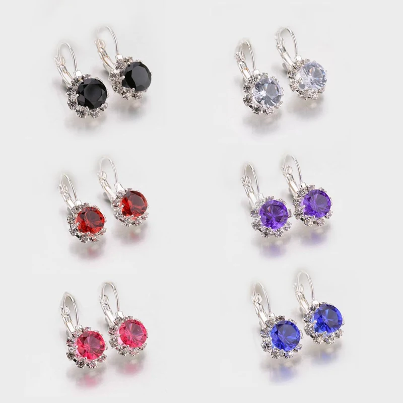 Multi-color Crystal Rhinestone Drop Earring Cube Zirconia Cuff for Women Statement Wedding Jewelry Pendientes Mujer | Украшения и