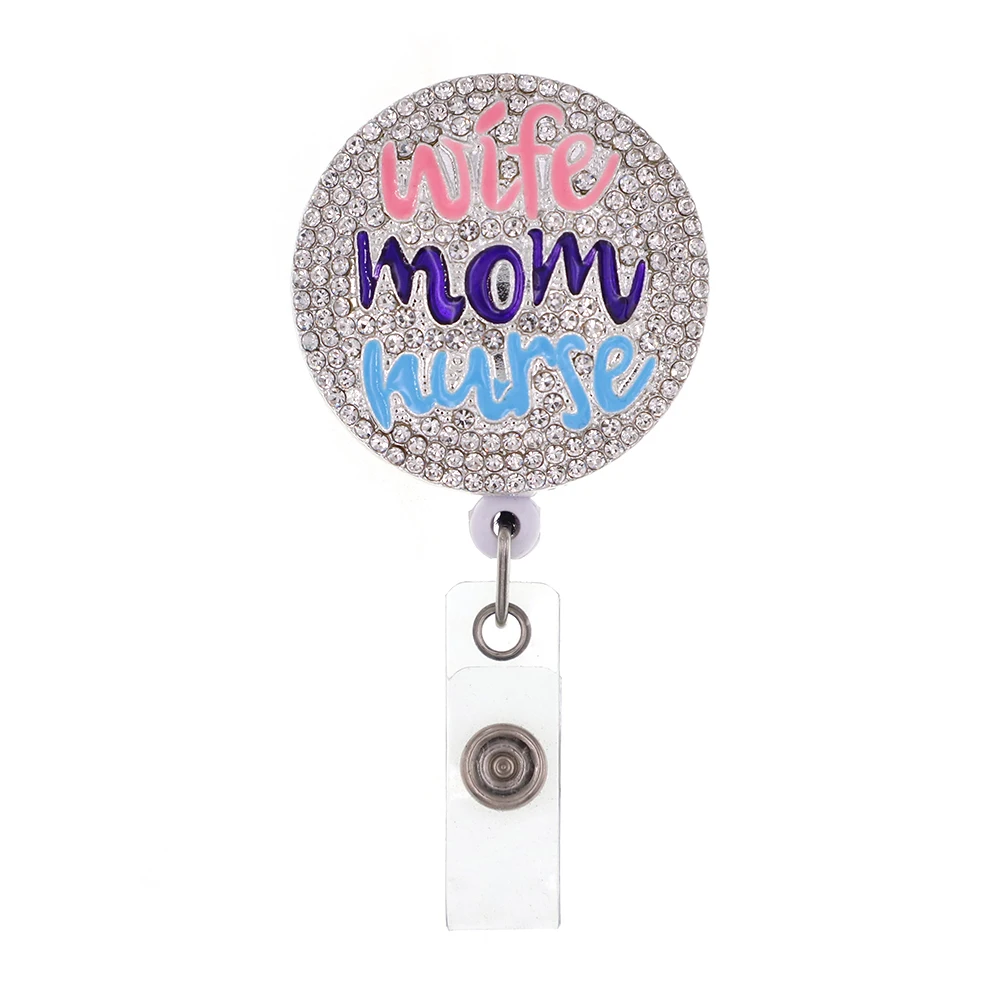 

Sparkly Medical Rhinestone Wife Mom Nurse Retractable ID Nurse Badge Reel/Holder for Nurse Accessories