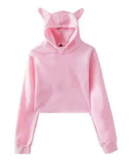 

2021 solid color printed short ear hooded sweatshirt Sweater Top Hot Koop