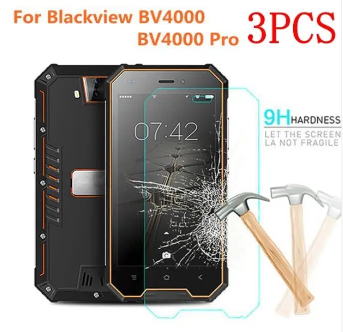 

3pcs front cover tempered glass for blackview bv4000 protective film explosion-proof screen protector for blackview bv4000 pro