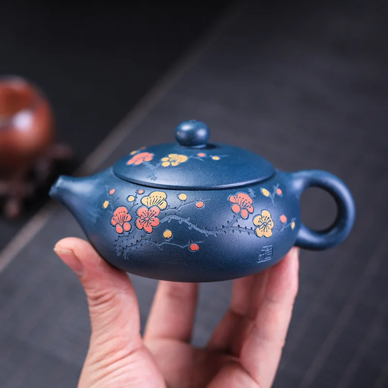 

Yixing чайник ручной работы фиолетовый глина кунг-фу чайник плоский чайник Xishi с подарочной коробкой