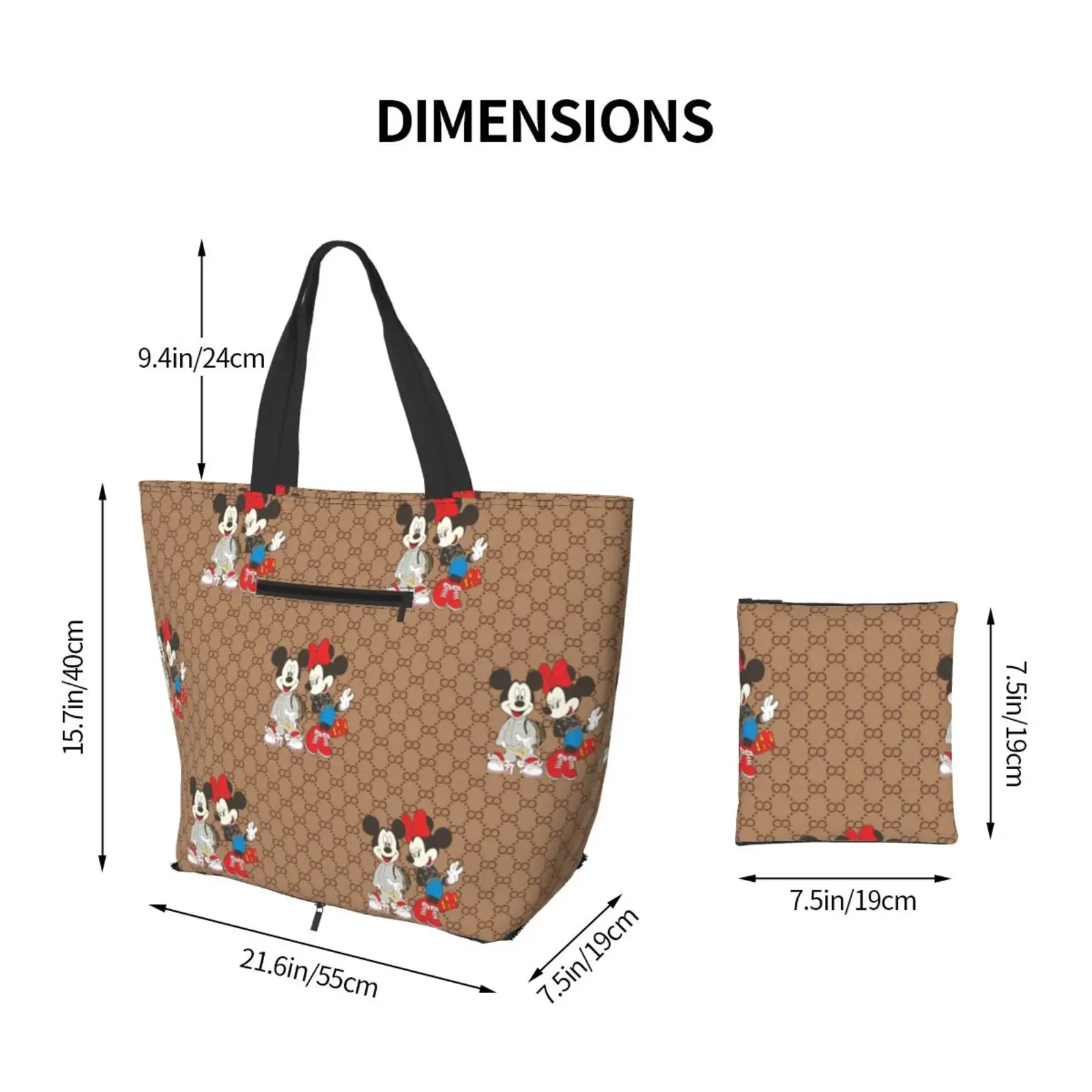 

Disney Mickey Mouse Minnie Cartoon Anime Printed Handbag Casual High Capacity Foldable Travel Beach Tote Daily Bag Makeup Bags