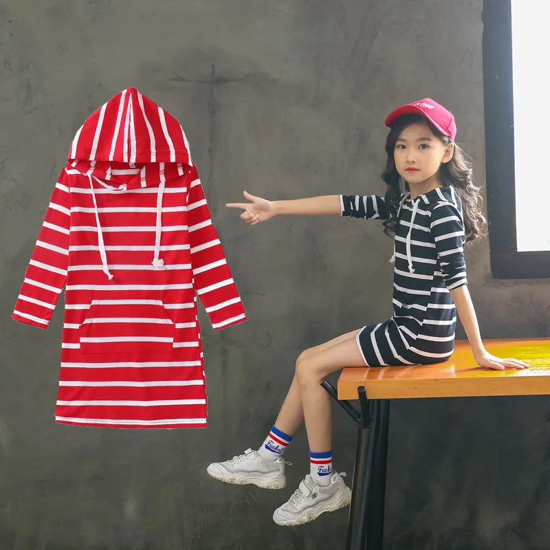 2019 Весенние платья для девочек на каждый день комплект одежды в полоску с