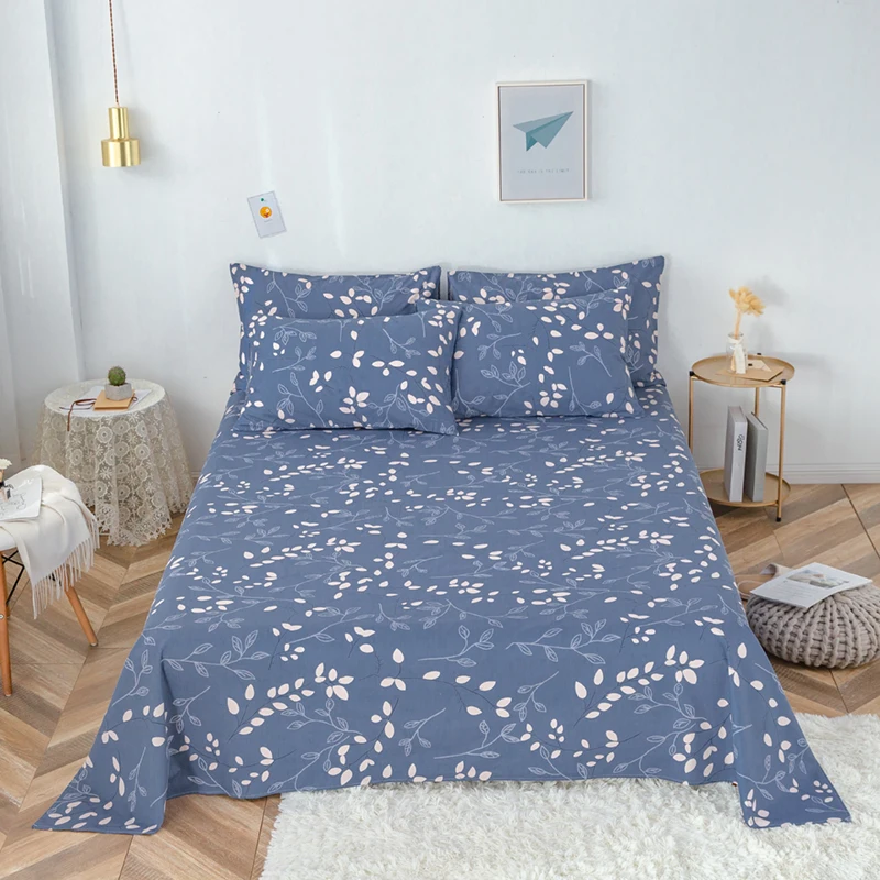 

Yaapeet 1pc Cotton Breathable Plant Printed Bed Sheet Light Pink Warm Bed Cover High Quality Flat Sheet Without Pillowcase