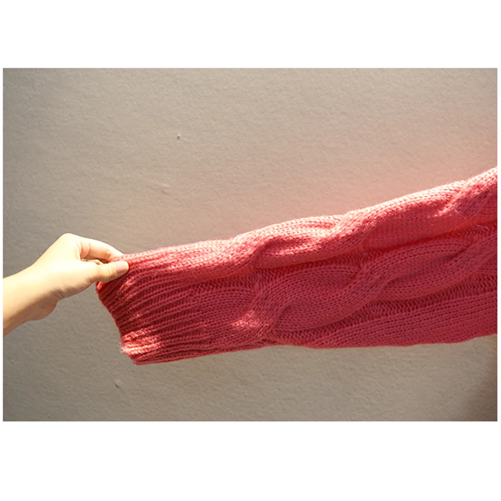 

YUANYUANJYCO Autumn Women Long Casual Knitted Pullover MY56 Spring Blue Green Orange Ruched Collar Cuff O-neck Woman Sweater