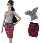 NK 1x платье для куклы, юбка, модная одежда, серая рубашка + мини-юбка для куклы Барби, аксессуары, детские игрушки, подарок для девочек 4X