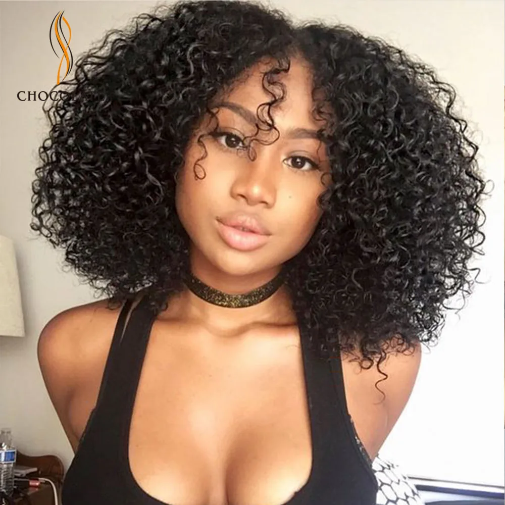 Парик из человеческих волос с кудрявыми кружевами спереди плотность 180%