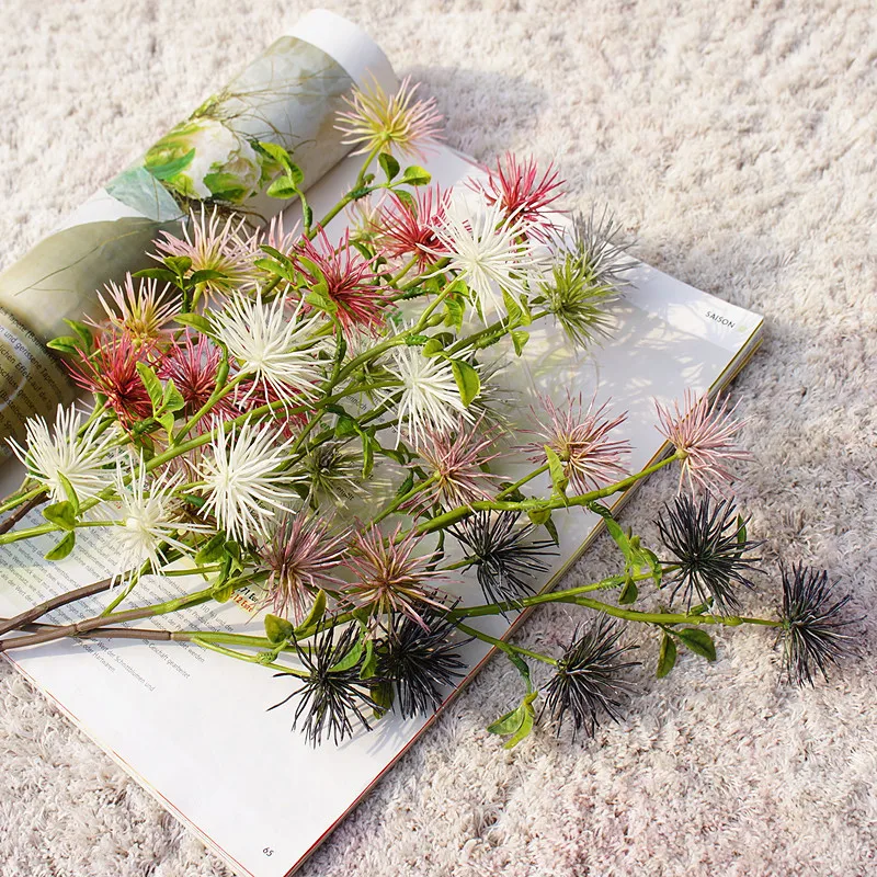 Искусственные цветы 1 шт. пластиковые с 6 головками | Дом и сад