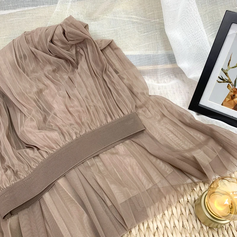 Плиссированная Женская длинная юбка из тюля весна лето 2021 элегантные модные