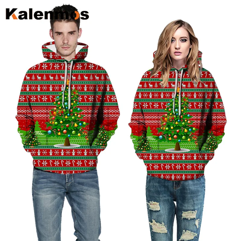 Пара рождественских толстовки для женщин и мужчин спортивные костюмы с принтом