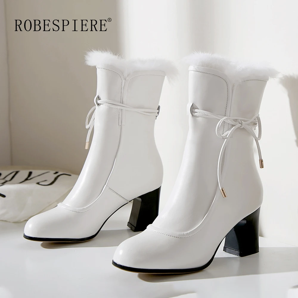 Женские сапоги до середины икры ROBESPIERE обувь из натуральной кожи на шнуровке