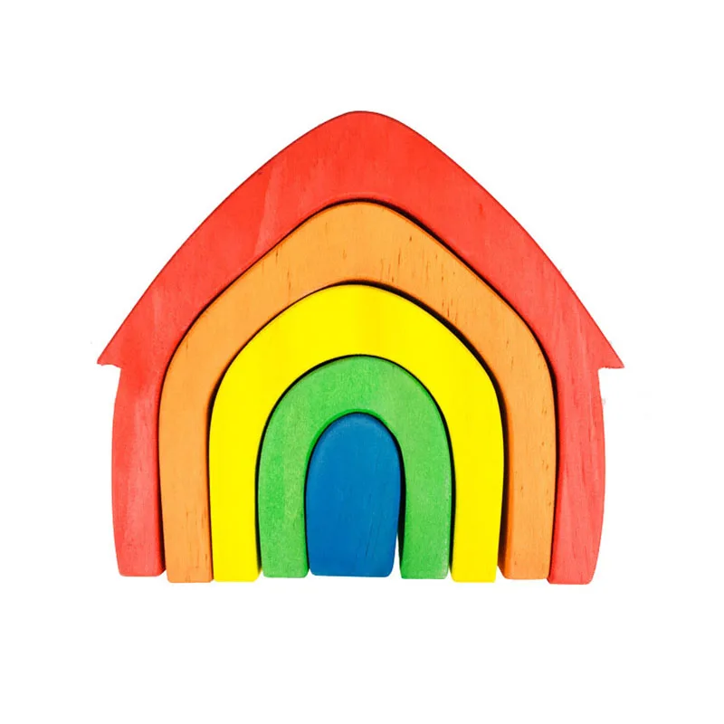 Радужные блоки деревянные игрушки для детей геометрические строительные