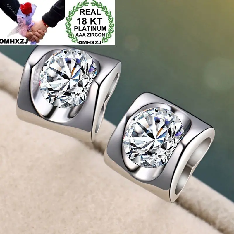 

Серьги-гвоздики OMHXZJ в европейском стиле для женщин и девушек, прямоугольные украшения из белого золота 18 карат с цирконием класса ААА, сваде...