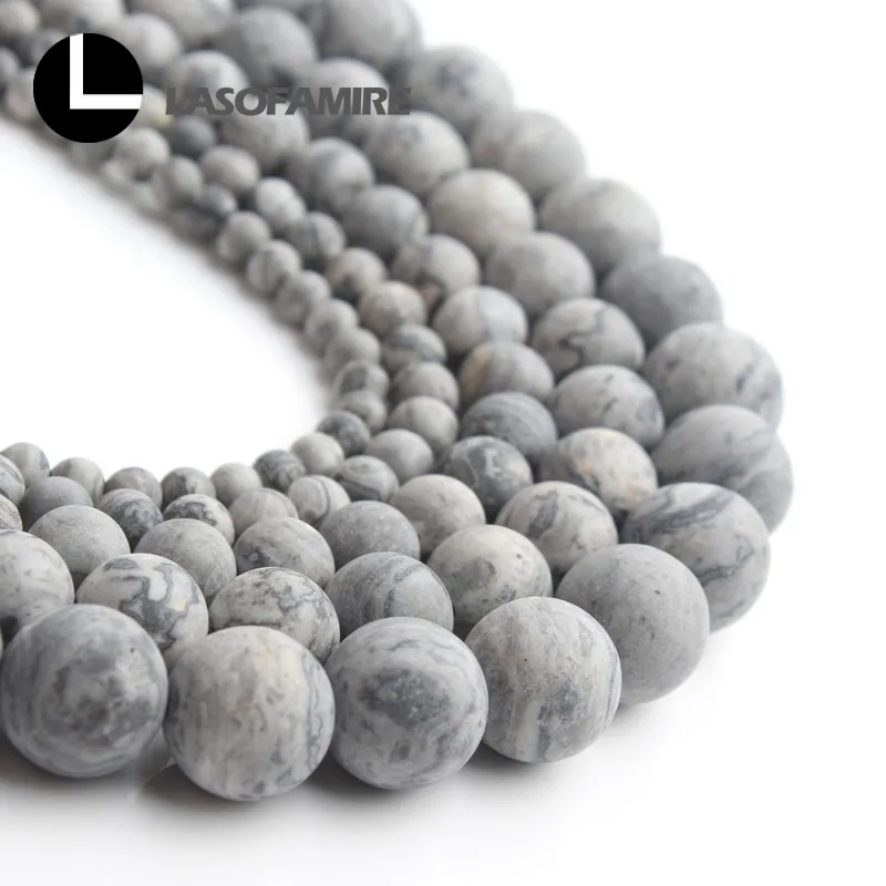 Натуральный серый матовый камень Jaspers круглые матовые блестящие разделители