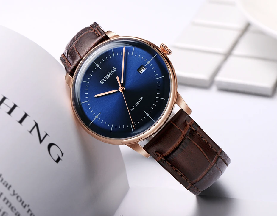 Ruimas автоматические японские механические часы Miyota мужские тонкие спортивные часы buisness мужские s наручные часы водонепроницаемые Relogio Masculino