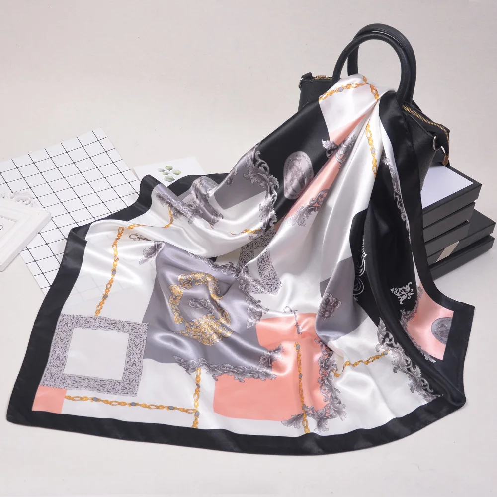 

Женский Шелковый зимний шарф 2021, роскошная дизайнерская бандана, женская пляжная шаль, шарфы, модный гладкий платок, Женский хиджаб