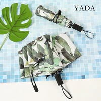 yada 2021 ins leaf pattern 3 folding umbrella rain uv plant leaves manual umbrella for women man windproof umbrellas ys200130