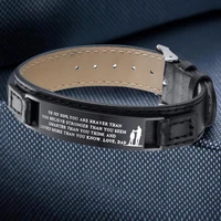 mens id tag bracelet men leather bangle inspiration personalized brazalete engravable brazalet gift for him