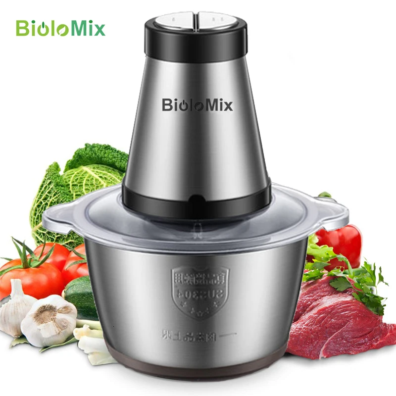Biolomix Мясорубка из нержавеющей стали 2 скорости 500W 2L большой емкости измельчитель