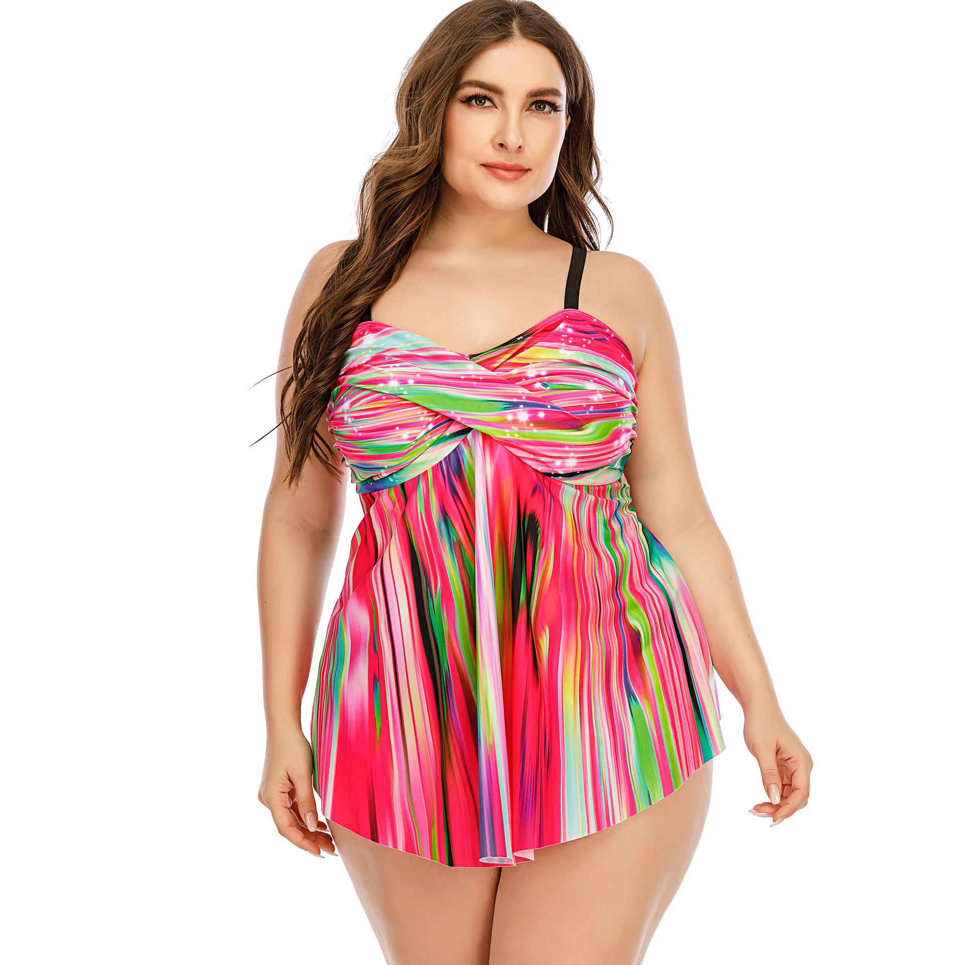 

2021 New Style Split plus Size Starlight Skirt Female Swimsuit Fashion Swimsuit plus Size swimwear bikini for fat women