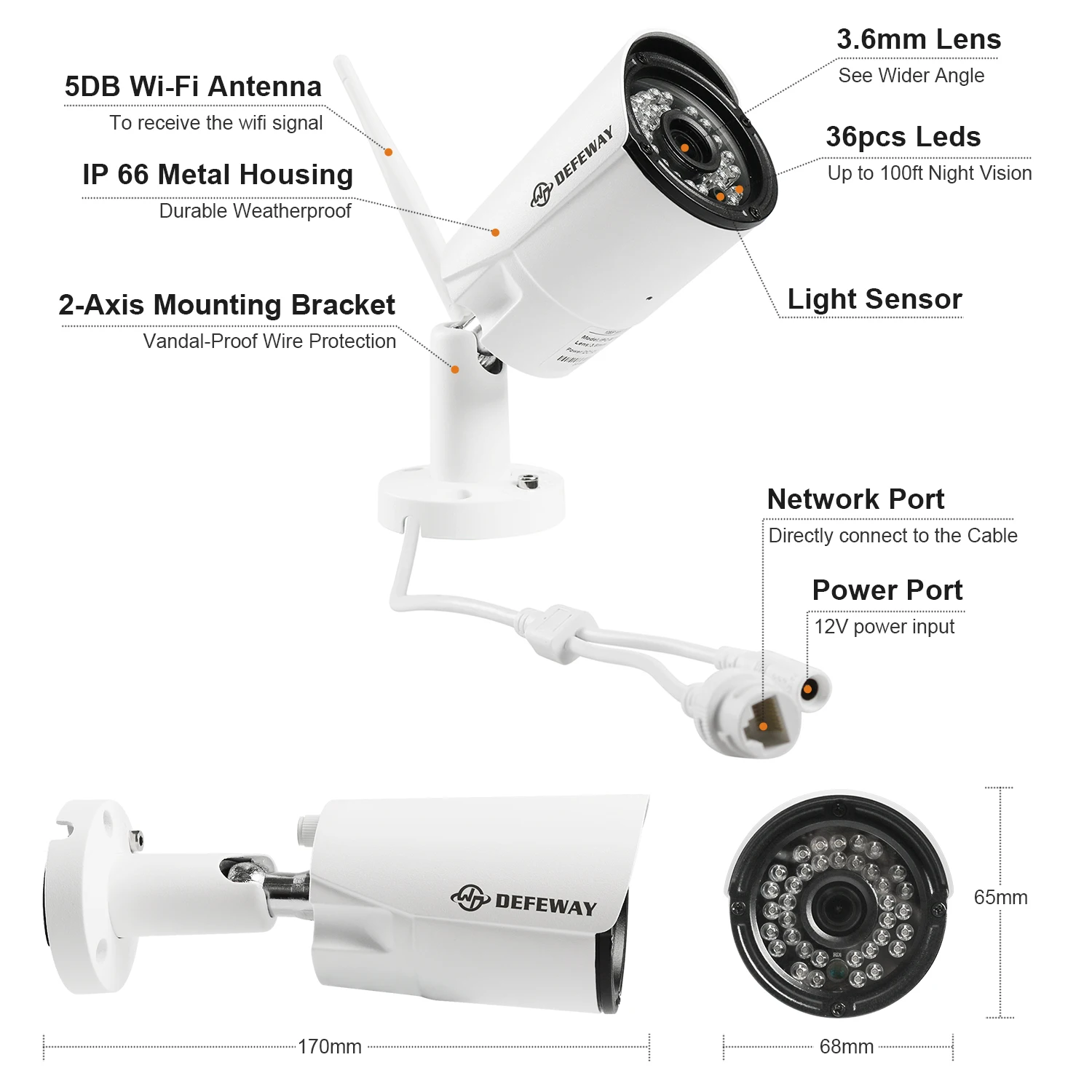 DEFEWAY 8CH Беспроводной NVR 1080P H.265+ IP Сетевая камера с WiFi наружного видеонаблюдения Системы домашнего видеонаблюдения комплект с 4 шт