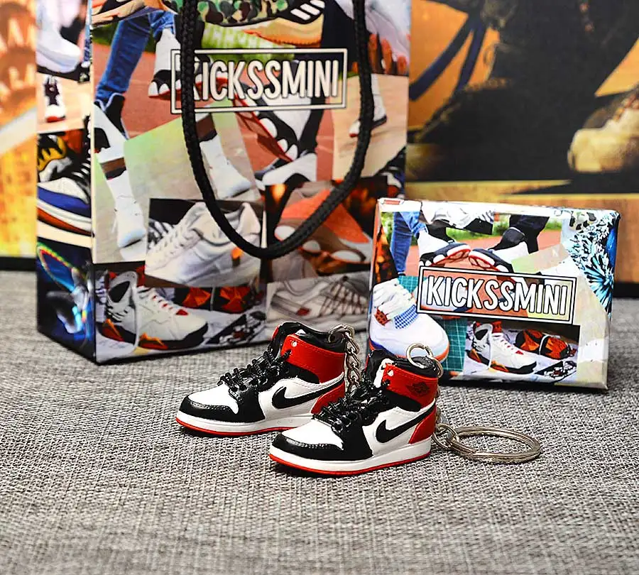 a pair w metal ring Персональный DIY Jordan Generation AIR JORDAN 1 chicago 3D кроссовок фигурный брелок сумка Подвеска парный брелок - Цвет: a pair w metal ring