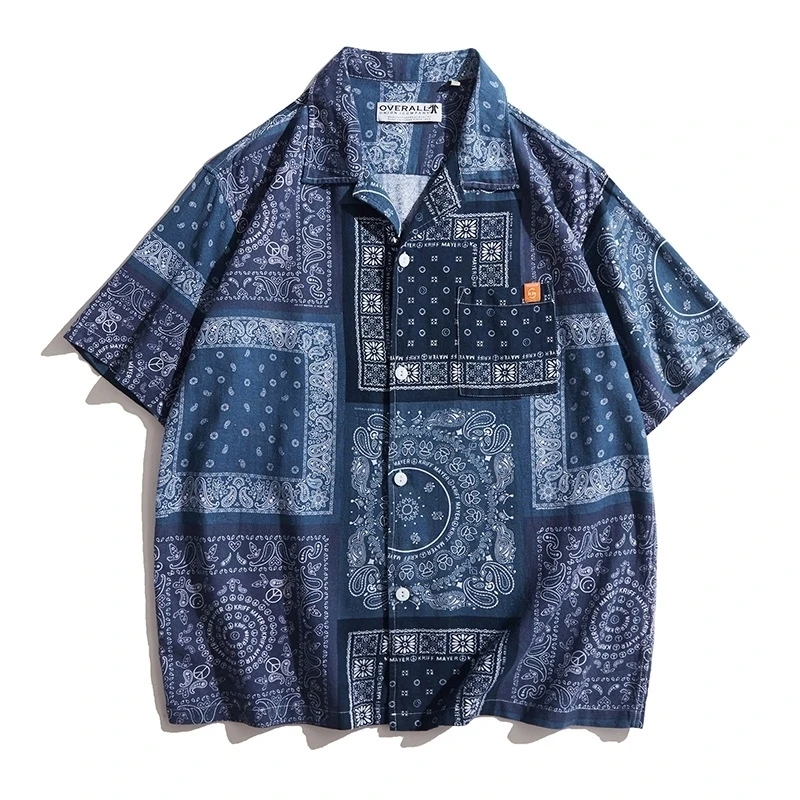 

Size Vintage Plus Bandana Oversized Loose Streetwear Harajuku Blouse Korean Summer Hawaii Long Sleeve Tee Shirt Hip Hop Punk Top