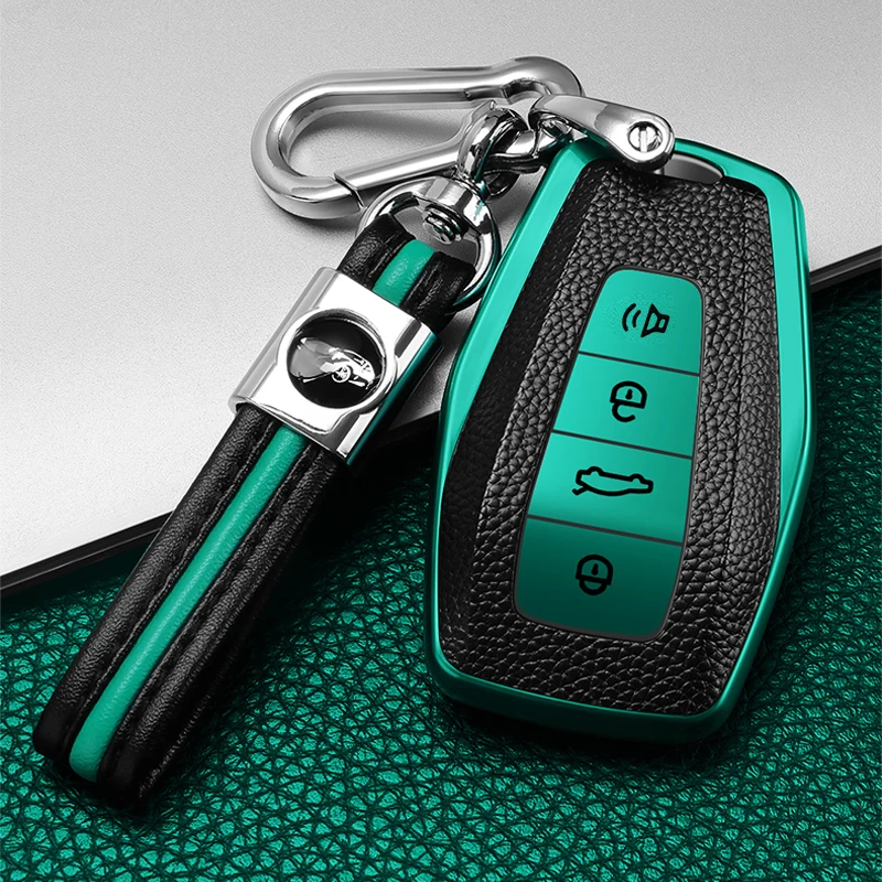 ТПУ + кожаный чехол для автомобильного пульта дистанционного управления