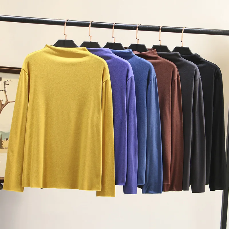 Женская Весенняя футболка женские вязаные топы однотонная майка с высоким