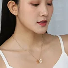 2021 горячая Распродажа Золотая Бабочка ожерелье уличной моды съемка, дикая, металический текстура, ожерелье с насекомыми ins женский