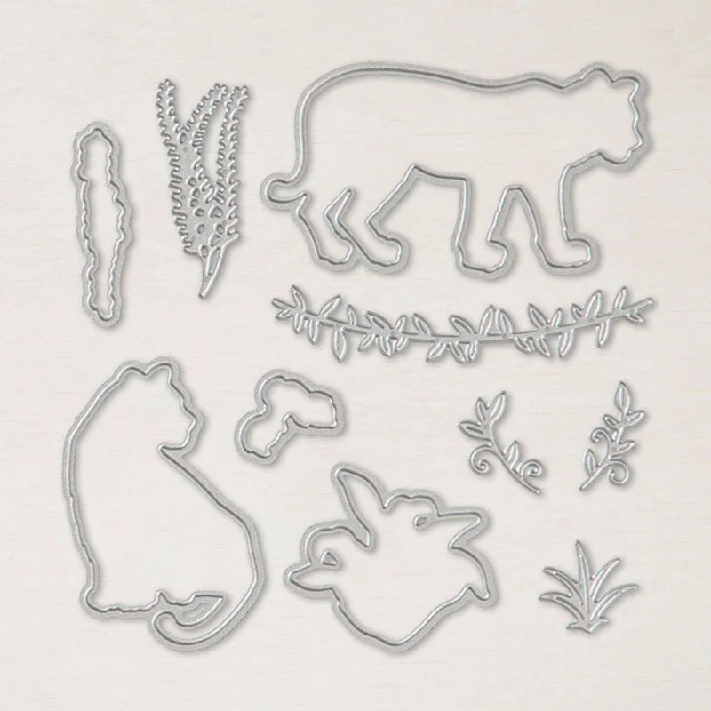 Набор штампов с изображением диких кошек прозрачные штампы листьев джунглей для